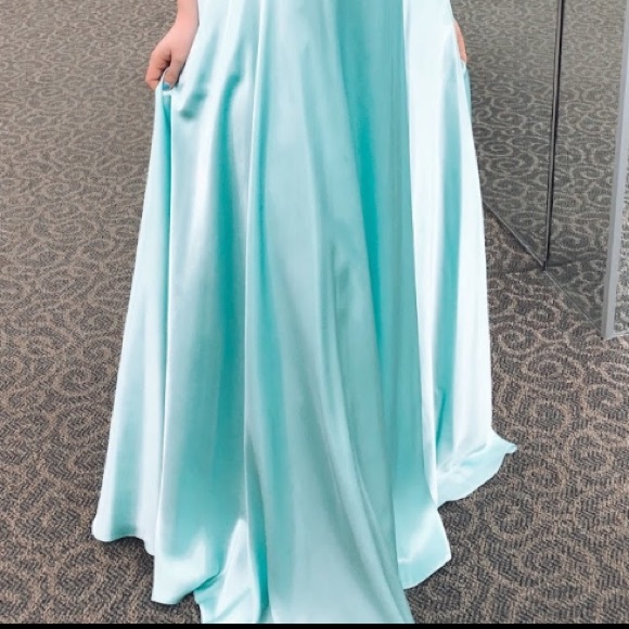 Blue Silk Prom Dress - Picture 2 of 2